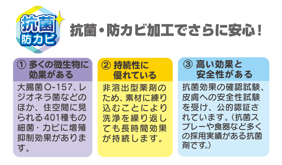 抗菌・防カビ加工で安心！