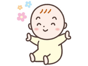 おすわりをしている赤ちゃん